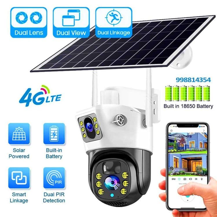 Солнечная камера с двойным объективом, 4G, Sim-картой quyosh kamera — 1