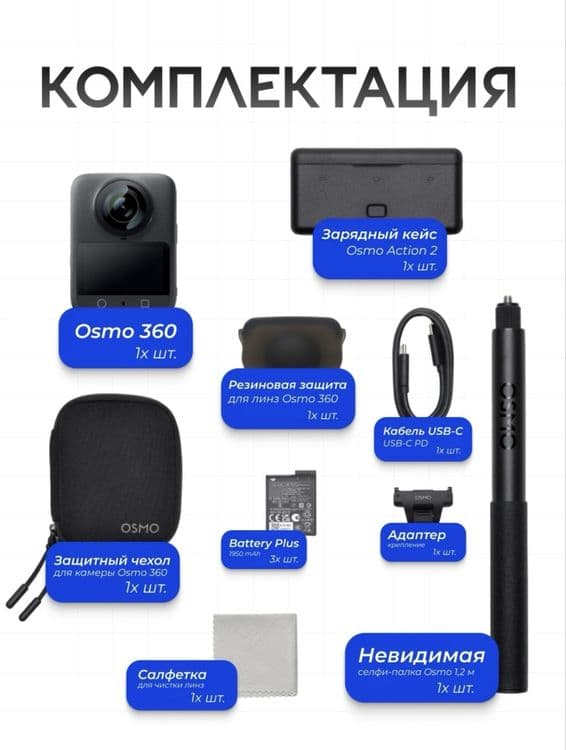Новый. Dji osmo 360 adventure combo. action camera — 2