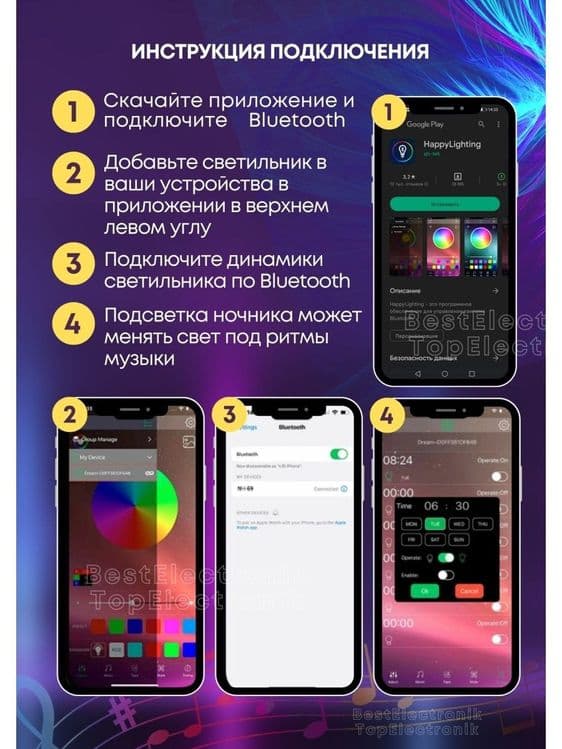 Лампа светодиодная звуковая колонка беспроводная зарядка. — 2