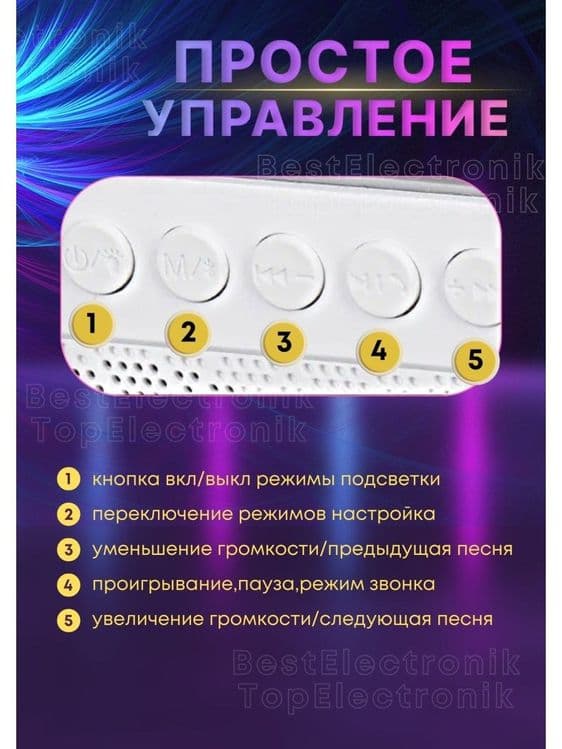 Лампа светодиодная звуковая колонка беспроводная зарядка. — 6