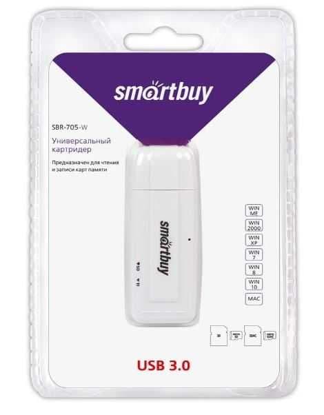 Картридер 705 Smartbuy, USB 3.0 SD/microSD, белый — 8