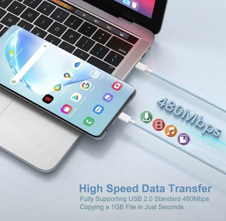 Type c плитенный кабель 2М для Iphone Ipad Macbook — 3