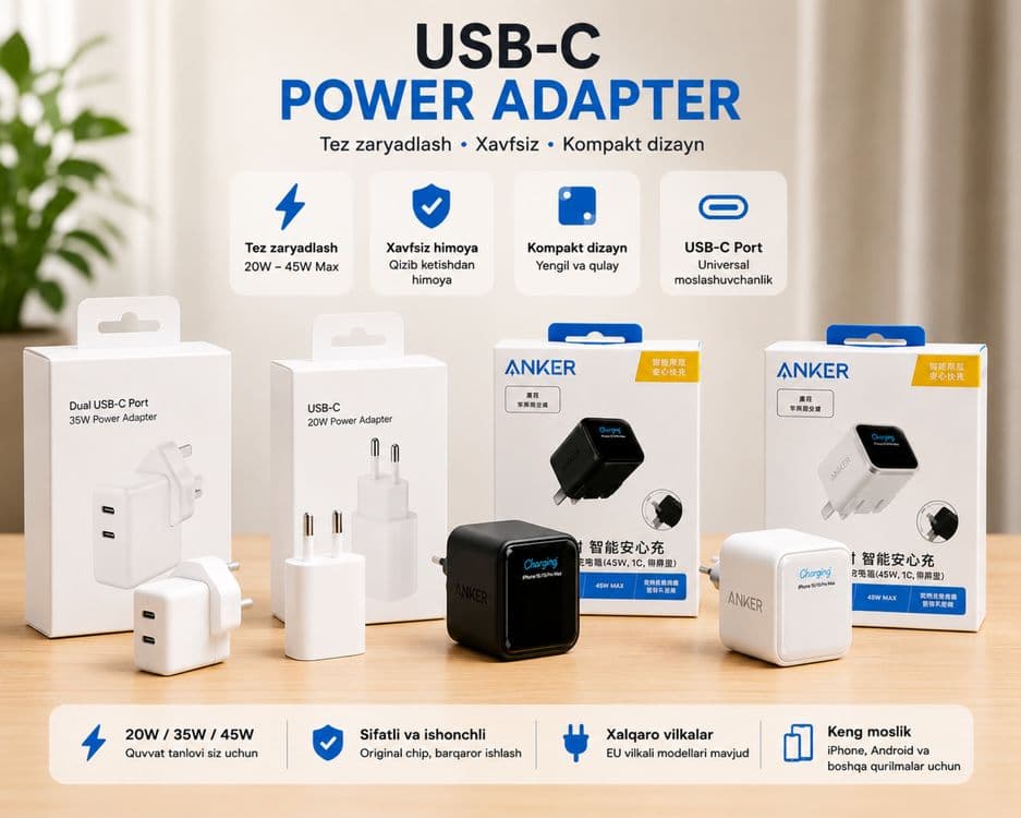 Apple adapter 20/35w / Anker nano 45w /Apple кабель/  Доставка 24/7 — 1