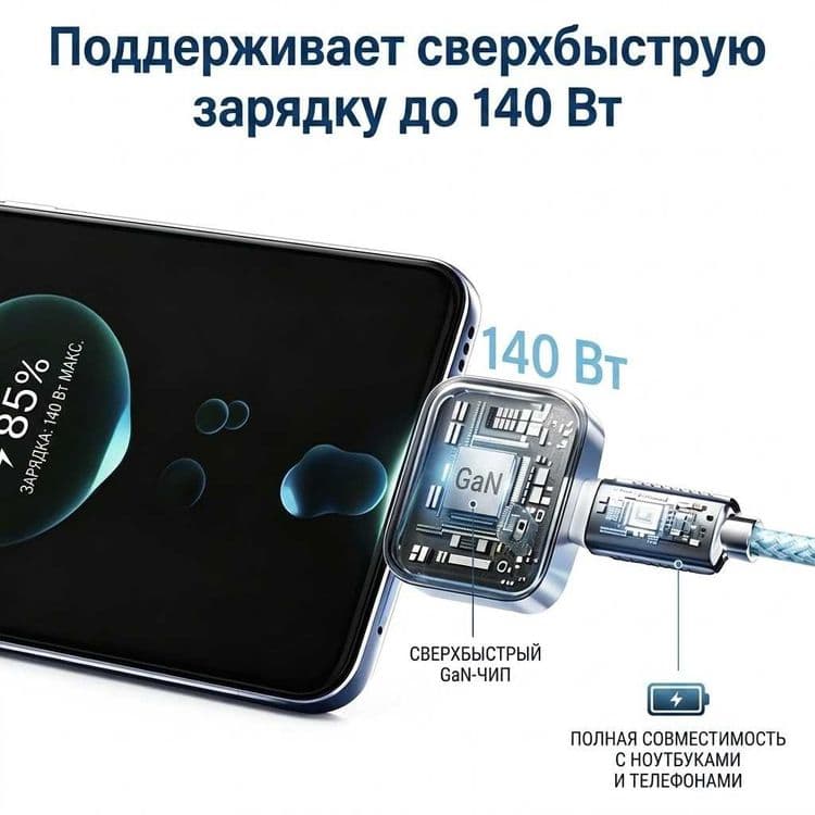 Зарядный адаптер KUWAJIA KH-51 (Type-C) | Автоотключение — 3
