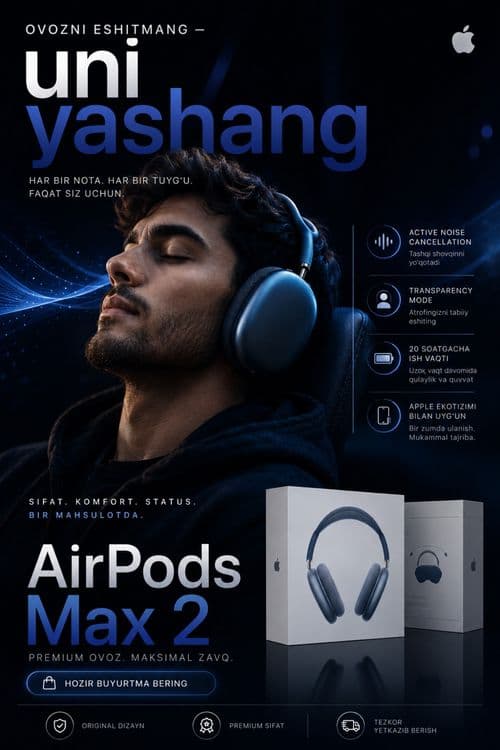 Airpods Max 2 sifatli yorqin tiniq dizany original — 1