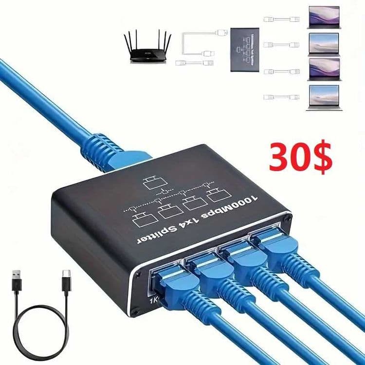 Ethernet коммутатор 1 к 2, 1 к 4. Высокая скорость 1000Mbps без потерь — 3
