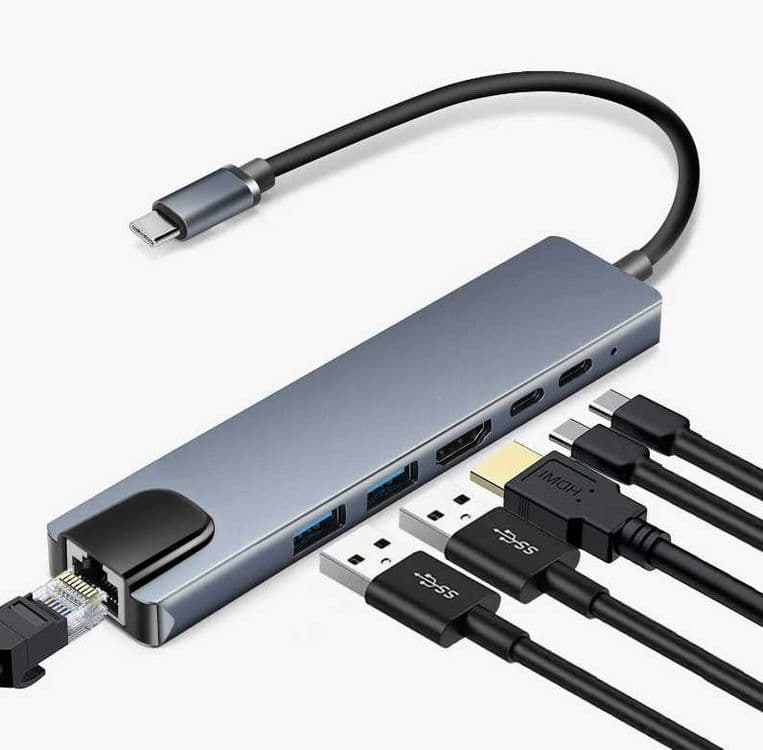 Адаптер USB hub type-c 6in1 для Mac book, ноутбуков — 1