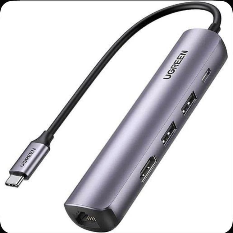 Ugreen CM-418 Typc hub 5/1 Type C to Hdmi,2*Usb 3.0,Type-C PD,Lan 1gb — 1