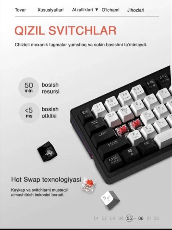Cyberlynx AG63 geymerlar uchun mexanik klaviatura — 3