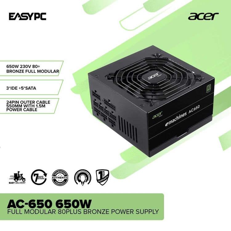 ; Блок питания Acer AC-650 650W 80plus Bronze Full Modular — 2