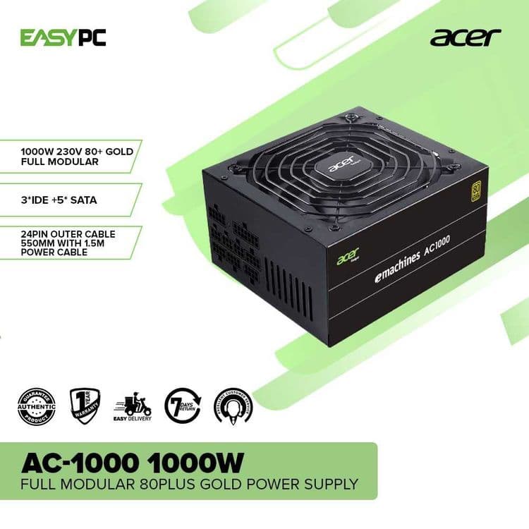 ; Блок питания Acer AC-1000 /1000W 80plus Bronze Full Modular PCIe5.0 — 2
