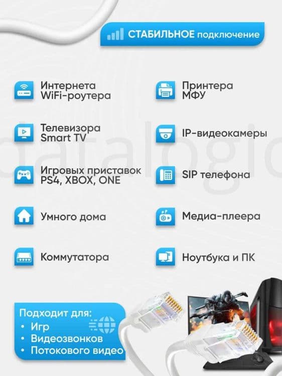 Internet lan sim интернет кабель Cat5 мега / CAT6 гигабит 1.5-30 метр — 5