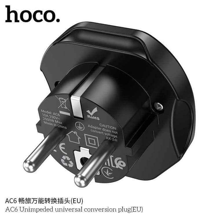 Hoco AC6 Unimpeded Универсальный Сетевой Адаптер (EU) Universal Plug — 2