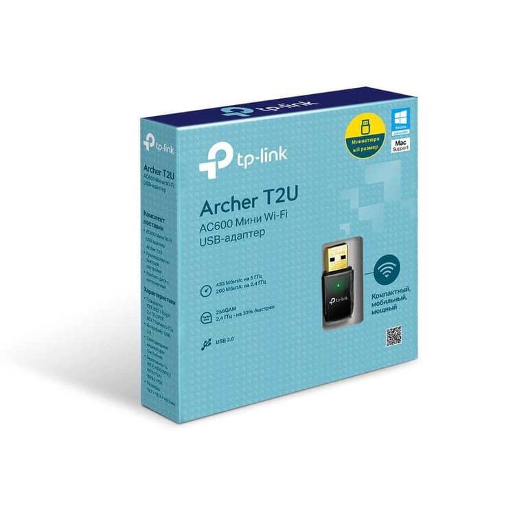 TP-Link Archer T2U Nano/AC600 USB-адаптер с поддержкой Wi-Fi + — 1