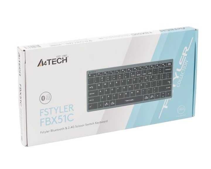 Беспроводная клавиатура A4Tech FBX51C GREY-Matcha Green-White++ — 1