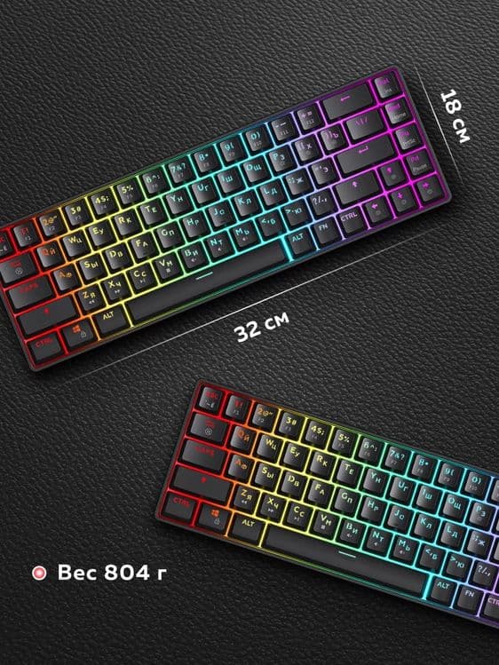 Механическая клавиатура fifine gk1. Hot swap, huano red switches, rgb — 3