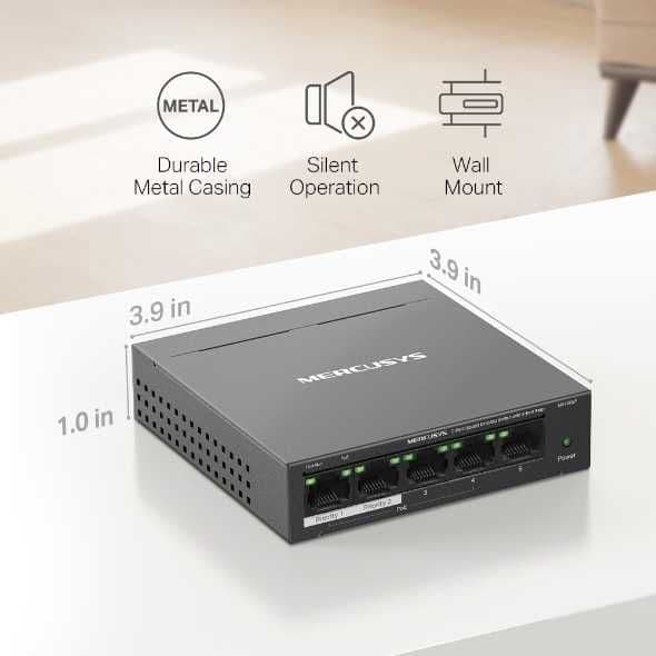 5 портовый гигабитный коммутатор с 4 порта PoE+ Mercusys MS105GP — 3