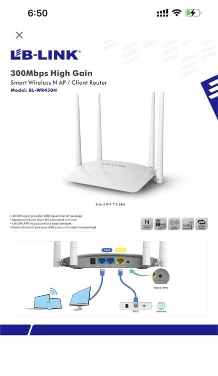 Lb link Беспроводной wifi модем роутер 4 антены — 3