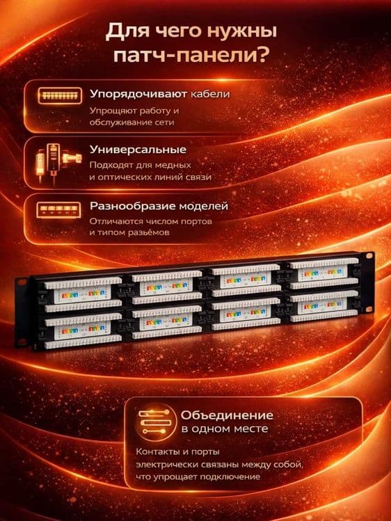 Патч-панель 19", 2U, 48 портов RJ45, категория 5e, UTP — 2