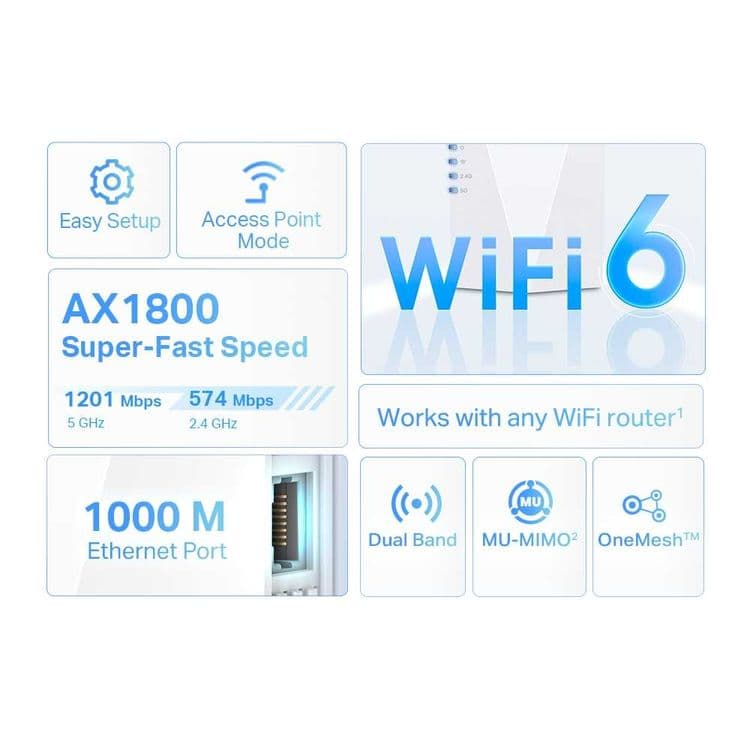есть TP-Link RE600X / AX1800 Wi-Fi 6 Усилитель сигнала Wi-Fi + — 4