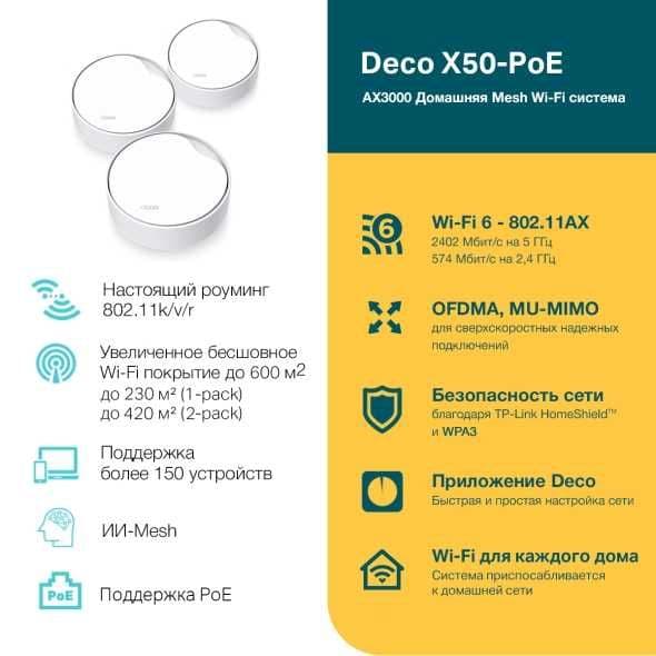 Tp Link Deco X50-PoE AX3000 с поддержкой PoE|в РАССРОЧКУ (UZUM NASIYA) — 3