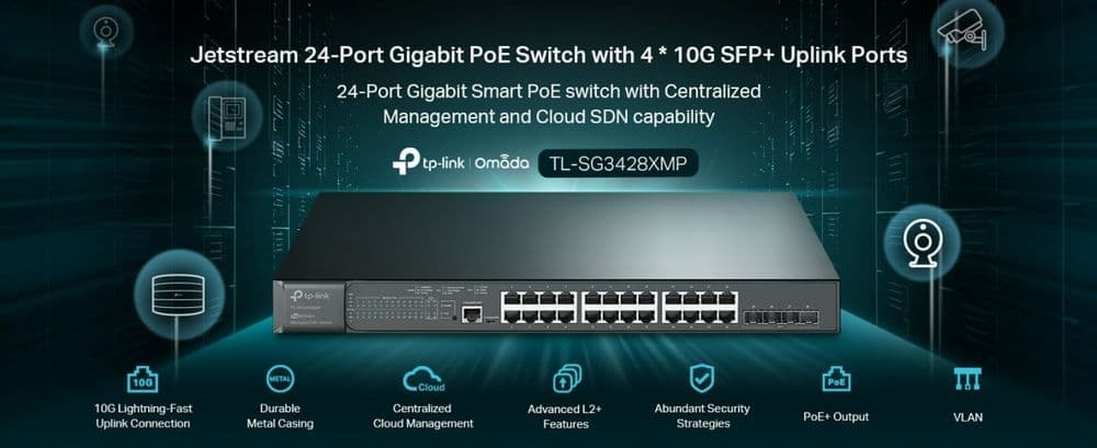 TP-LINK TL-SG3428XMP JetStream 24 порта по 1ГБ + 4 порта по 10ГБ — 1