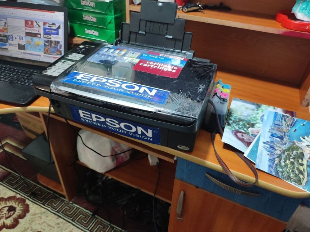Epson 7300 rangli kopiya skanerli printer aybi yoq xarajat yoq idialni — 5