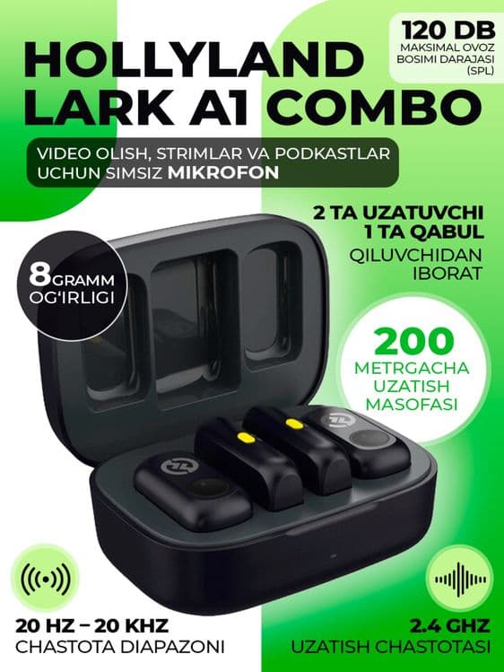LARK hollyland A1 combo•Typce+Lighting•безпроводной петличный микрафон — 5