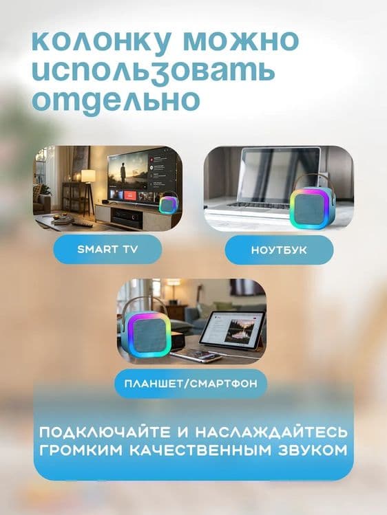 Музыкальная беспроводная колонка с двумя микрофонами — 6