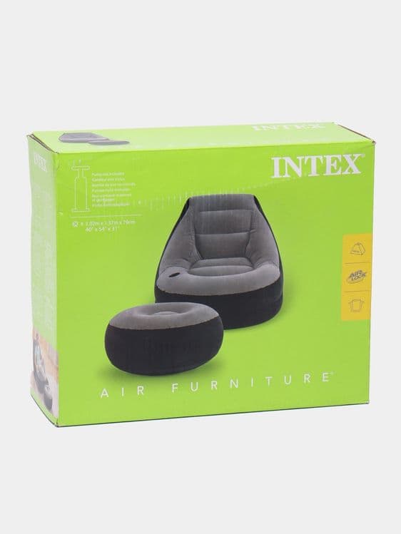 intex надувное кресло с пуфиком ultrasound  Доставка Электронный насос — 2