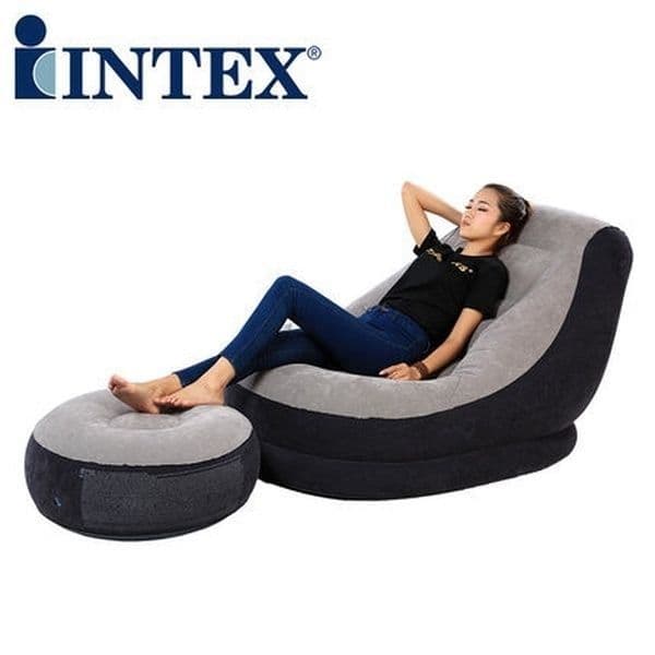 intex надувное кресло с пуфиком ultrasound  Доставка Электронный насос — 3