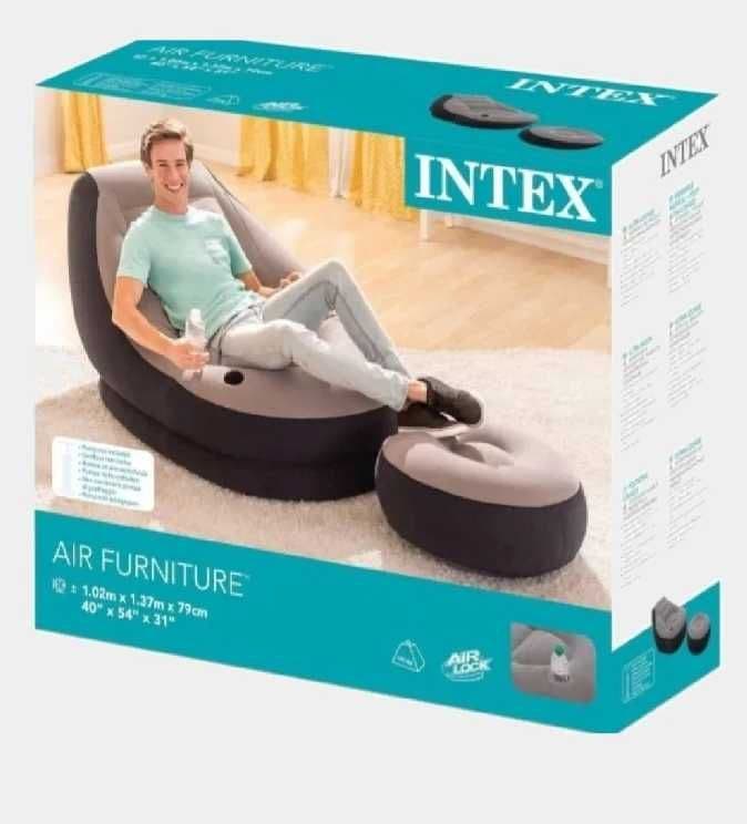 Кресло надувной-130x99x76см Intex-пуфик Эл насос и доставка бесплатно — 8
