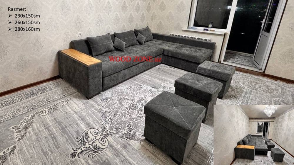 Угловой раскладной диван размер 230х150см — 7
