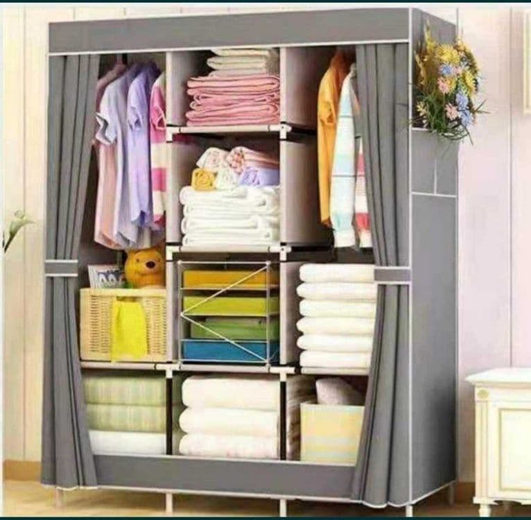 Тканевый тряпочный шкаф гардероб стеллаж 130×45×170 — 4