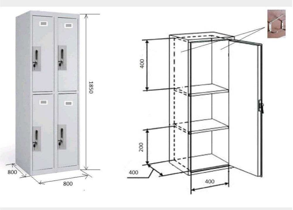 шкаф железный металлический  для документов  и раздевалки  185x80x80см — 5