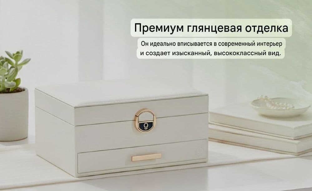 Шкатулка органайзер с Led подсветкой зеркалом — 8