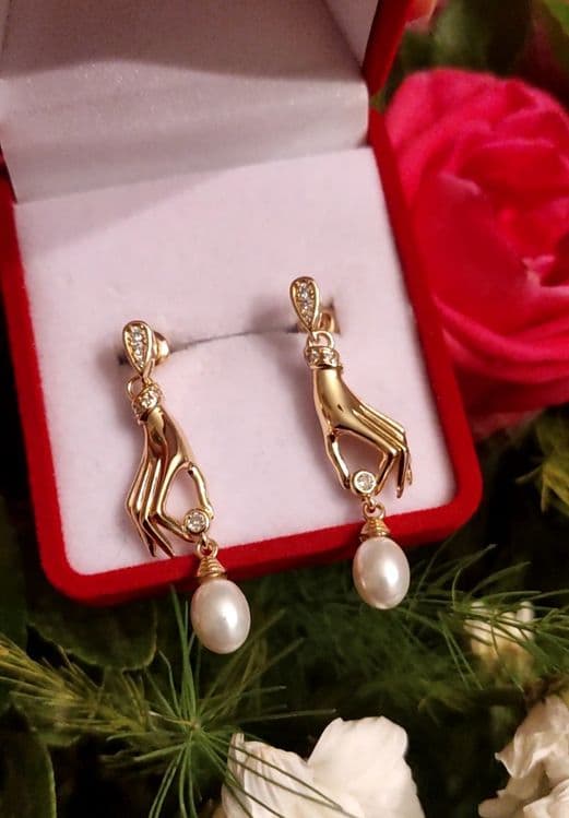 Сережки с жемчугом,роскошный подарок — 5
