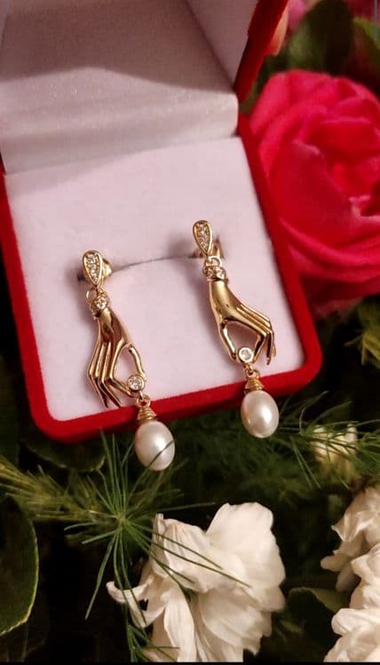 Сережки с жемчугом,роскошный подарок — 6
