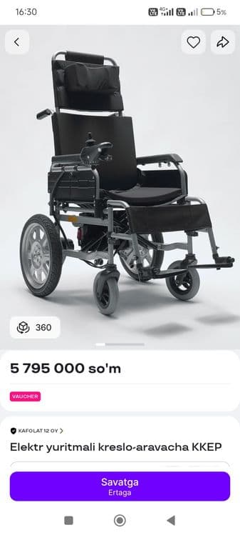 Elektroniy Nogironlar Aravachasi Sotiladi Narxi  420$ — 2