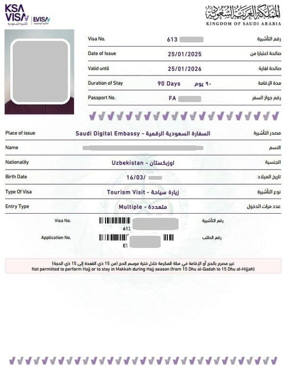 Saudiya Arabistoni vizasi — 3