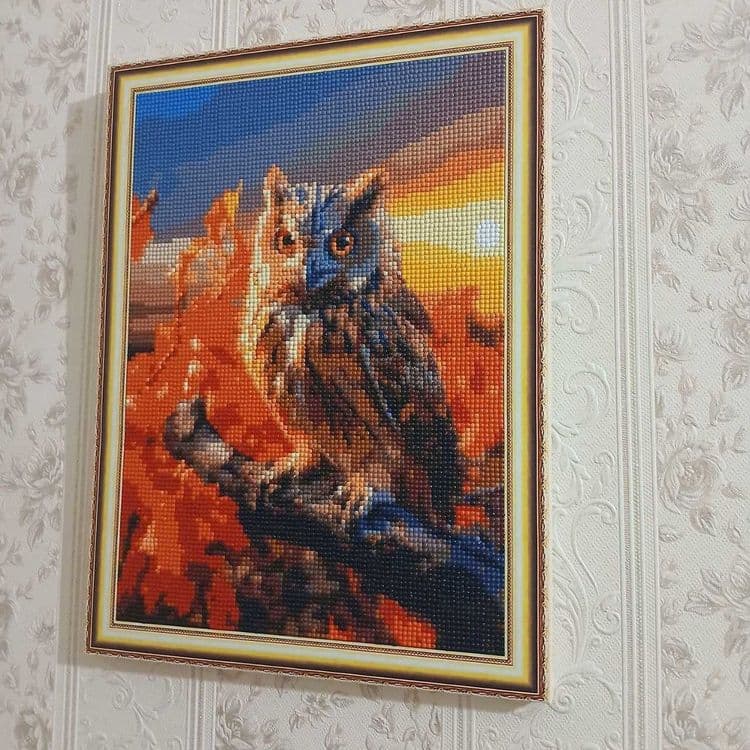 Картина Сова стразы. — 1
