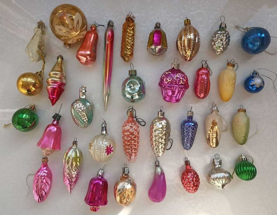 СССР, 1970-е, елочные игрушки из стекла, в идеальном состоянии — 1