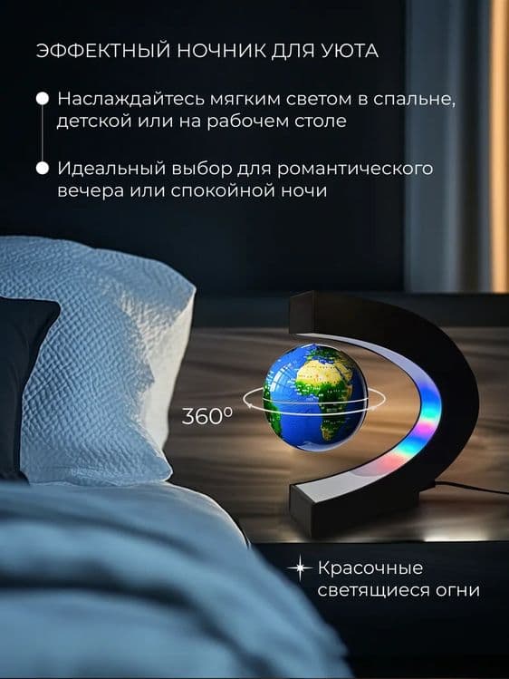 Глобус светильник ночник левитирующий — 3