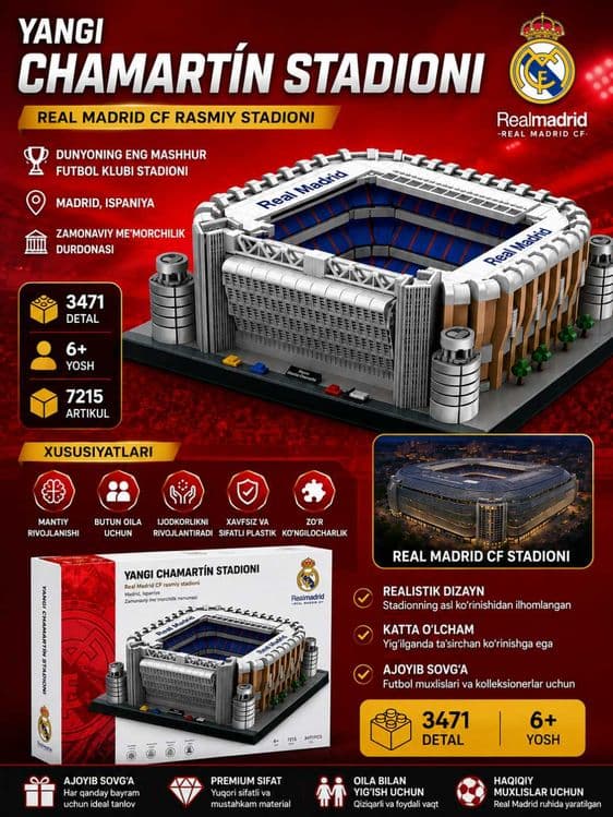 Real Madrid "Yangi Chamartín" Stadioni Konstruktori (3471 detal) Lego — 1