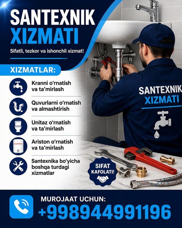 Ustalar xizmati santexnika beton quyish Shtukaturka qilish tom yopish — 1