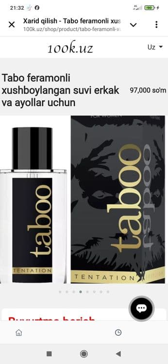 Tabo feramonli xushboylangan suvi erkak va ayollar uchun — 2