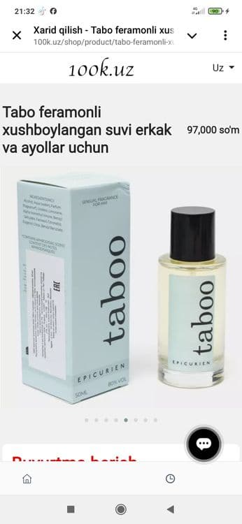 Tabo feramonli xushboylangan suvi erkak va ayollar uchun — 3