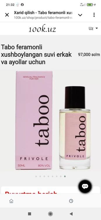 Tabo feramonli xushboylangan suvi erkak va ayollar uchun — 4