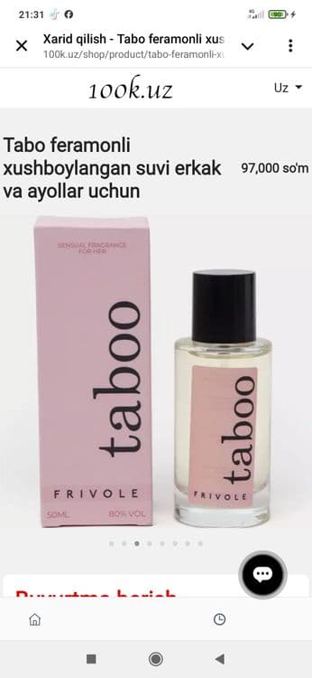 Tabo feramonli xushboylangan suvi erkak va ayollar uchun — 6
