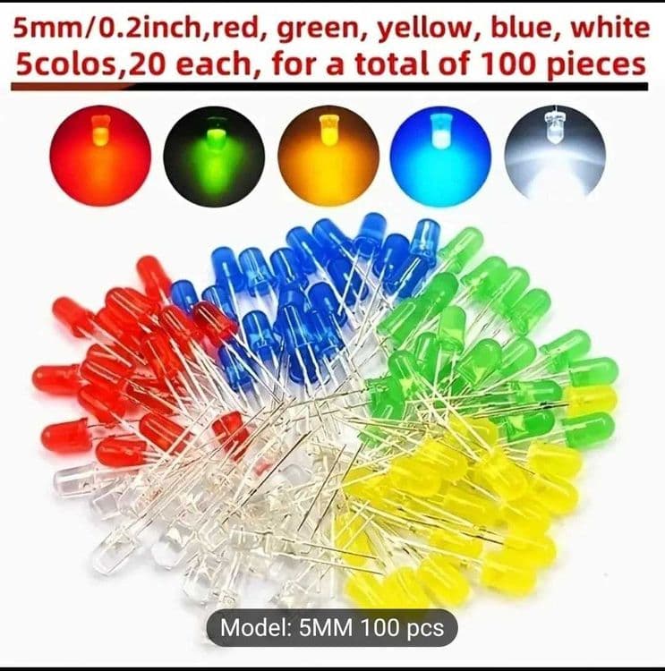 Светодиоды LED разных цветов 100 штук. LED lampa har xil ranglarda — 1